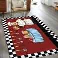 thumbnail image 3 of Chef Area Rug 4x6 Washable Rug Non Slip Cartoon Red Food Cooking Black White Buffalo Check Large Area Rug Indoor Floor Carpet for Entryway Bedroom Kitchen Living Room Home Office Dining Room Nursery, 3 of 8