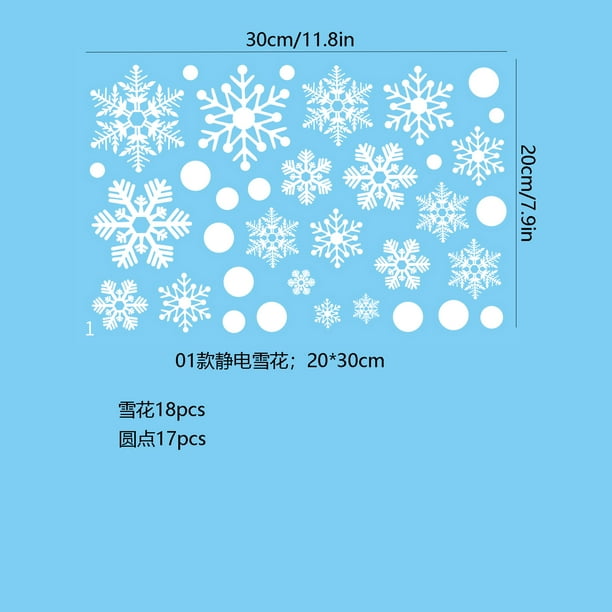 Nvzi 280 piezas/8 hojas de calcomanías de pared de copos de nieve navideños,suministros para fiestas navideñas para decoraciones de invierno, A