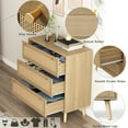 thumbnail image 4 of Dresser for Bedroom, Wood Color Farmhouse Rattan Dressers, 3 Drawers Dressers Chest for Bedroom Hallway Living Room, 4 of 11