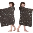 thumbnail image 4 of Brown Star Moon Constellation Pattern Hooded Bath Towel，50"x30" for Ages 3 To 12 Kids, Quick Dry Lightweight Soft Microfiber Hood Beach Towel Cover Up for Kids, 4 of 7