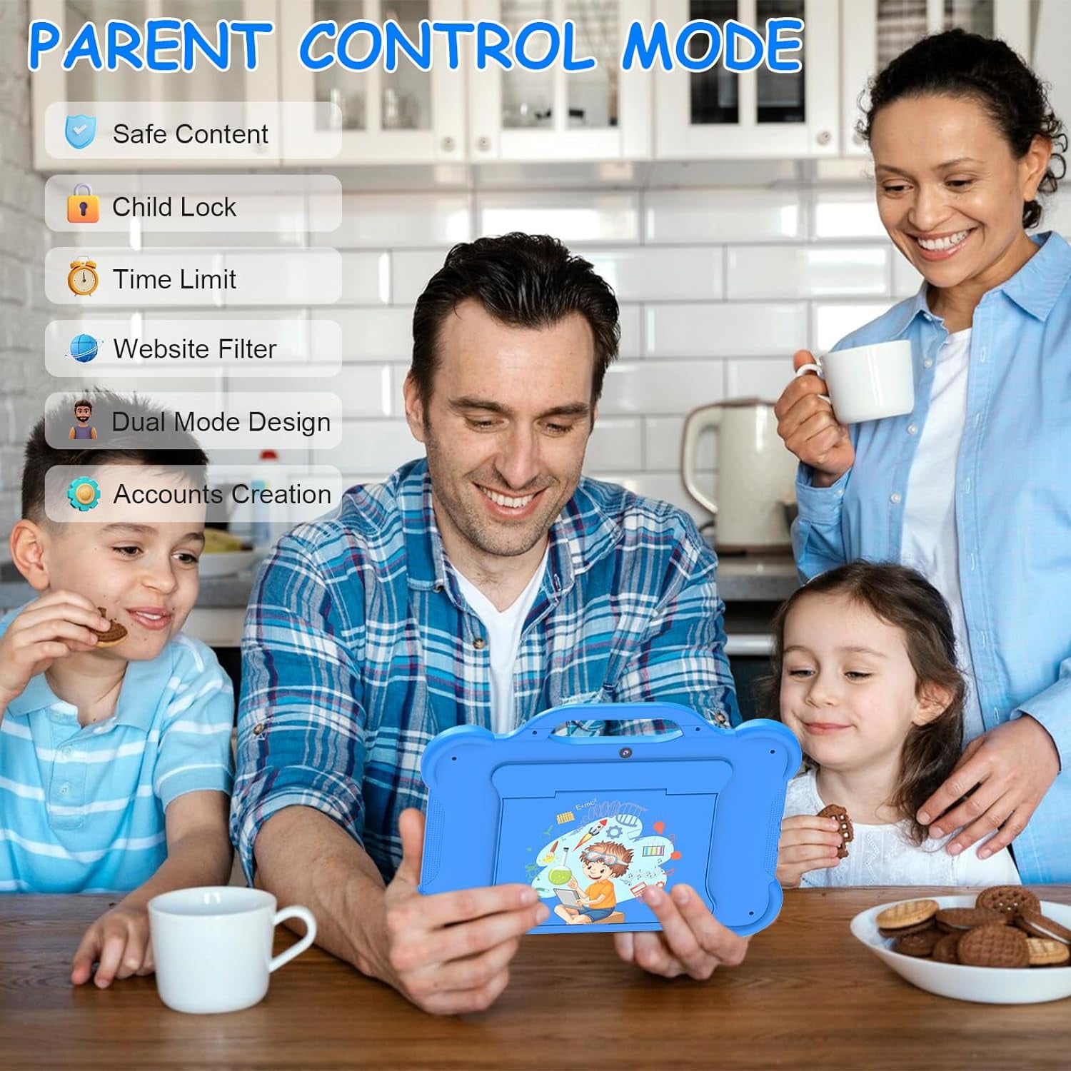 Android 14 Tablet 10 inch Kids Tablet, 8GB RAM 32GB ROM Tablets for Kids, 1.8Ghz Quad-Core Processor Tablet, Parental Control Toddler Tablet with case, 8MP Camera, Pre-Installed Kids Educational APP