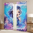 thumbnail image 2 of Feelyou Blue Mermaid Black Out Curtains, Tale Ocean Curtains Pack of 2 (42x63 Each), 2 of 6