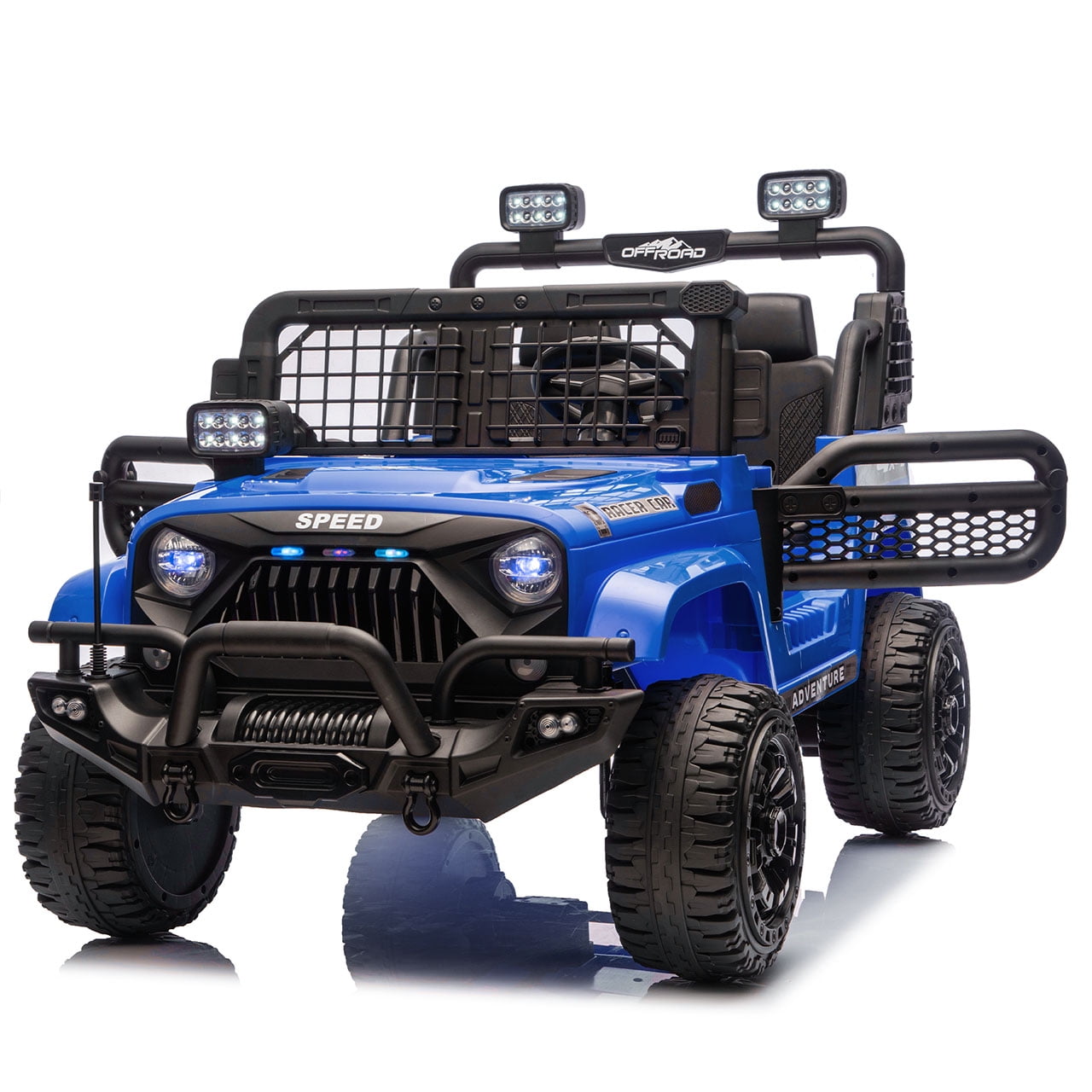 HappyToysWorld Kids Ride On Car 24V with Parent Remote Control, 2-Seater Electric Toy Truck for Big Boys & Girls, 4 Shock Absorbers, 3 Speed Modes, 24 Volt Battery Powered Vehicle