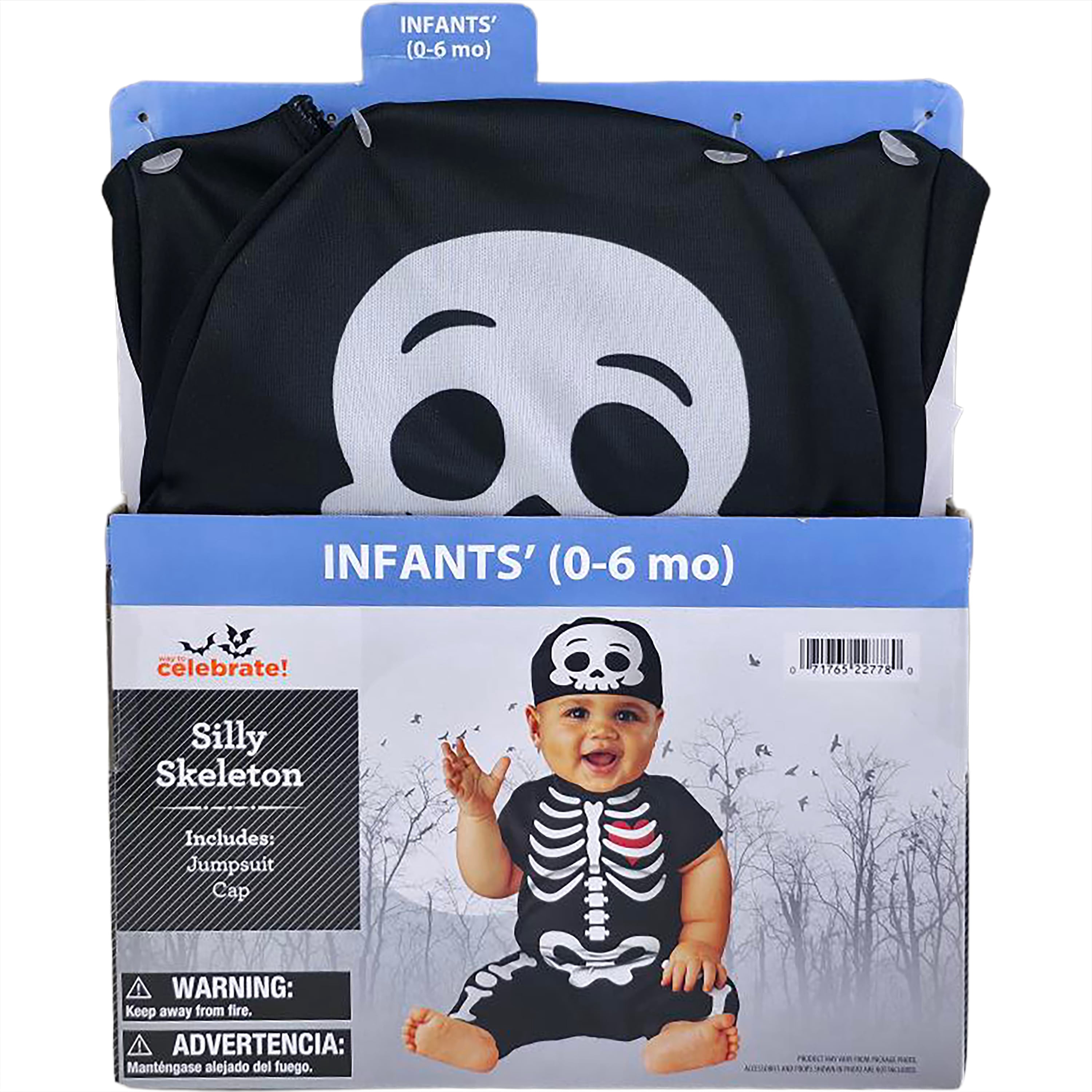 Silly Skeleton Halloween Costume for Infant, Size 0-6M, by Way to Celebrate