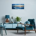 thumbnail image 3 of 3-Piece Blue Beach Canvas Wall Art Set, Sunset Ocean Waves Seascape Prints, Framed & Ready to Hang Decor for Living Room Bedroom Bathroom, 3 of 6