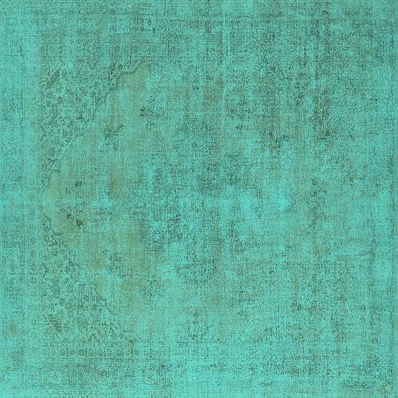 Ahgly Company Indoor Square Oriental Turquoise Blue Industrial Area Rugs, 5' Square