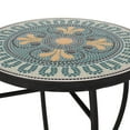 thumbnail image 5 of Christopher Knight Home Leander Outdoor Side Table with Tile Top, Teal, Yellow, Black, 5 of 5