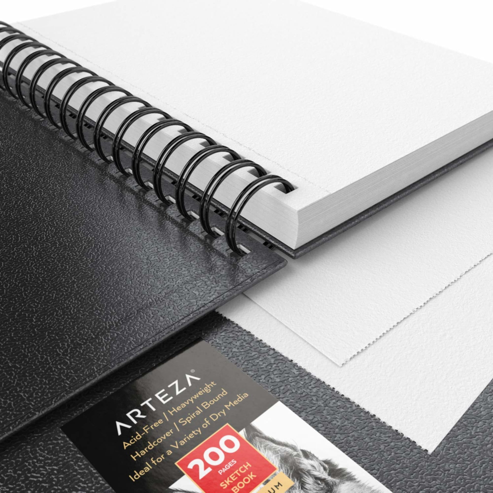 Arteza 5.5" x 8.5" Spiral-Bound Hardcover Sketchbook, 200 Pages, Black, Set of 3