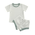 thumbnail image 2 of Seyurigaoka Seyurigaoka Infant Baby Clothes Short Sleeve Tops T-shirt and Shorts Pants Ribbed Outfits, 2 of 6