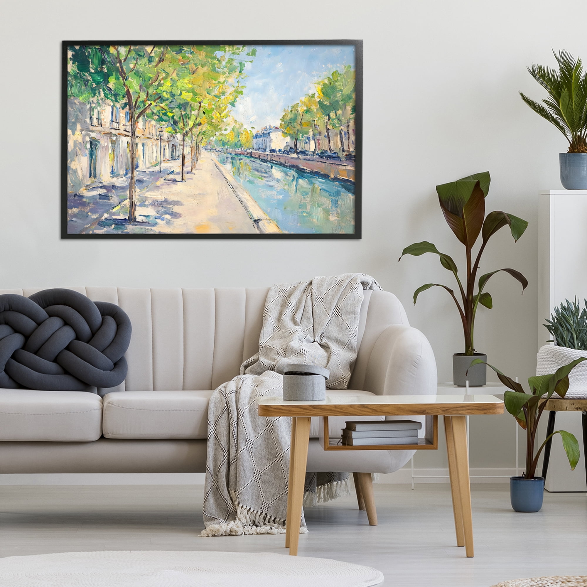Stupell Industries Montrouge Canal Promenade Black Framed Giclee Art, design by Creative Studio
