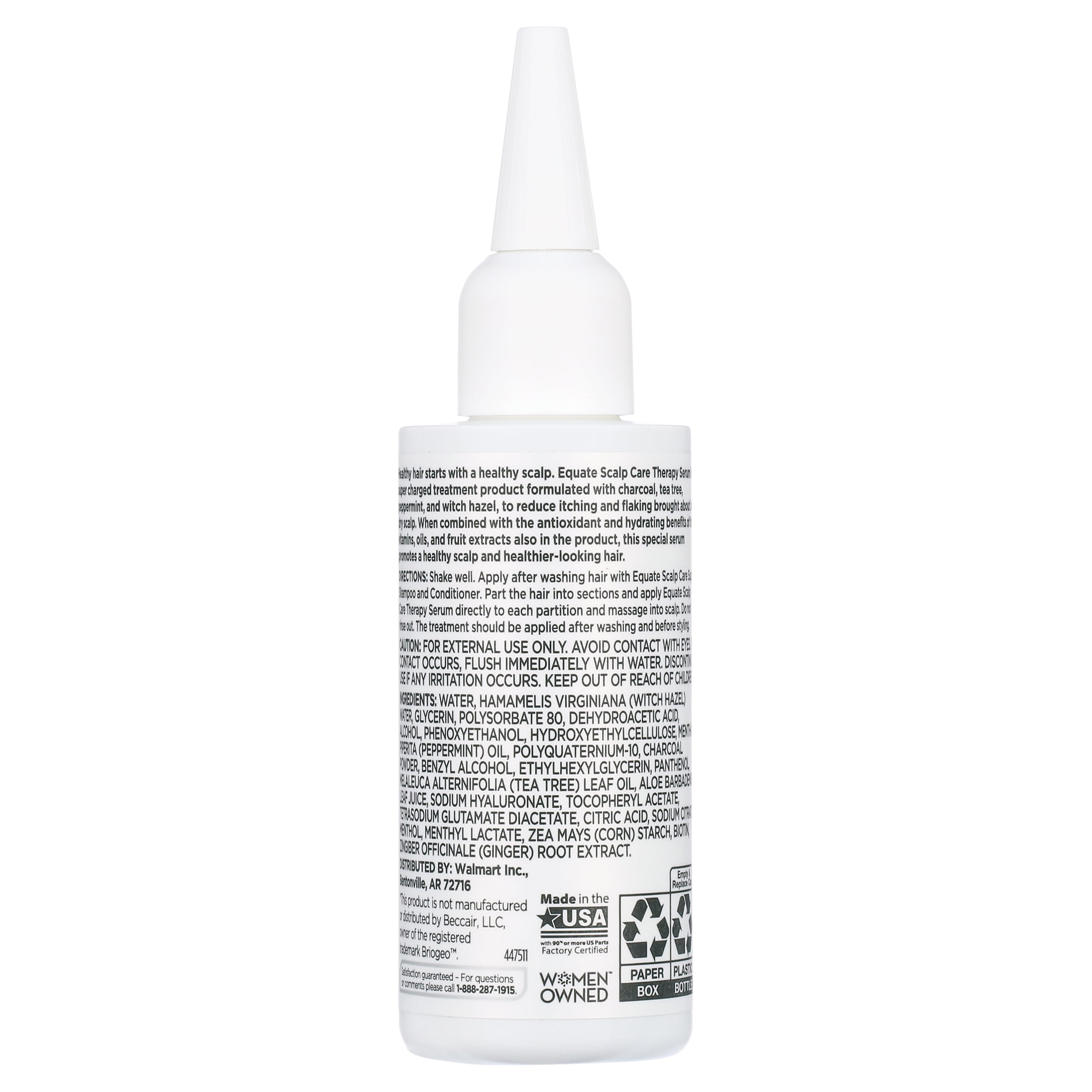 Equate Scalp Care Sulfate Free Therapy Hair Serum with Charcoal & Tea Tree, 2.5 fl oz