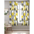 thumbnail image 2 of Grey Yellow, Curtains 72 Inch Length, Sheer Curtains for Bedroom Living Room Window Middle Century Abstract Geomrtry Rod Pocket Voile Drapes Kitchen Curtains Small Half Window 52"x72" 2 Panels, 2 of 7