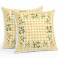 thumbnail image 2 of Throw Pillow Covers 18x18 Inch Set of 2, Yellow Lemons Waterproof Outdoor Pillow Covers, Floral Wreath Leaves Buffalo Plaid Decorative Cushion Pillowcases for Couch, Sofa, Bed, Garden, Patio, 2 of 9