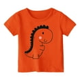 thumbnail image 1 of WERYOUNG T-Shirts Filles Garçons Été Décontracté Imprimé Dinosaure Col Rond Manches Courtes T-Shirts Classiques Piscine Plage, Orange, 6-7 Ans, 1 of 3