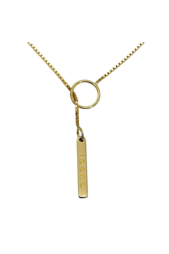 Pre-Owned Gucci Lariat Necklace, 54cm, 18K Yellow Gold, 5.5g, Venetian Chain, Logo, Women's.