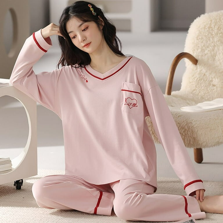 DanceeMangoo New Long Sleeve Cotton Pajamas Set Young Style Women Sleepwear  Autumn Lady Nightwear Casual Home Cloth Soft Comfortable Pyjamas