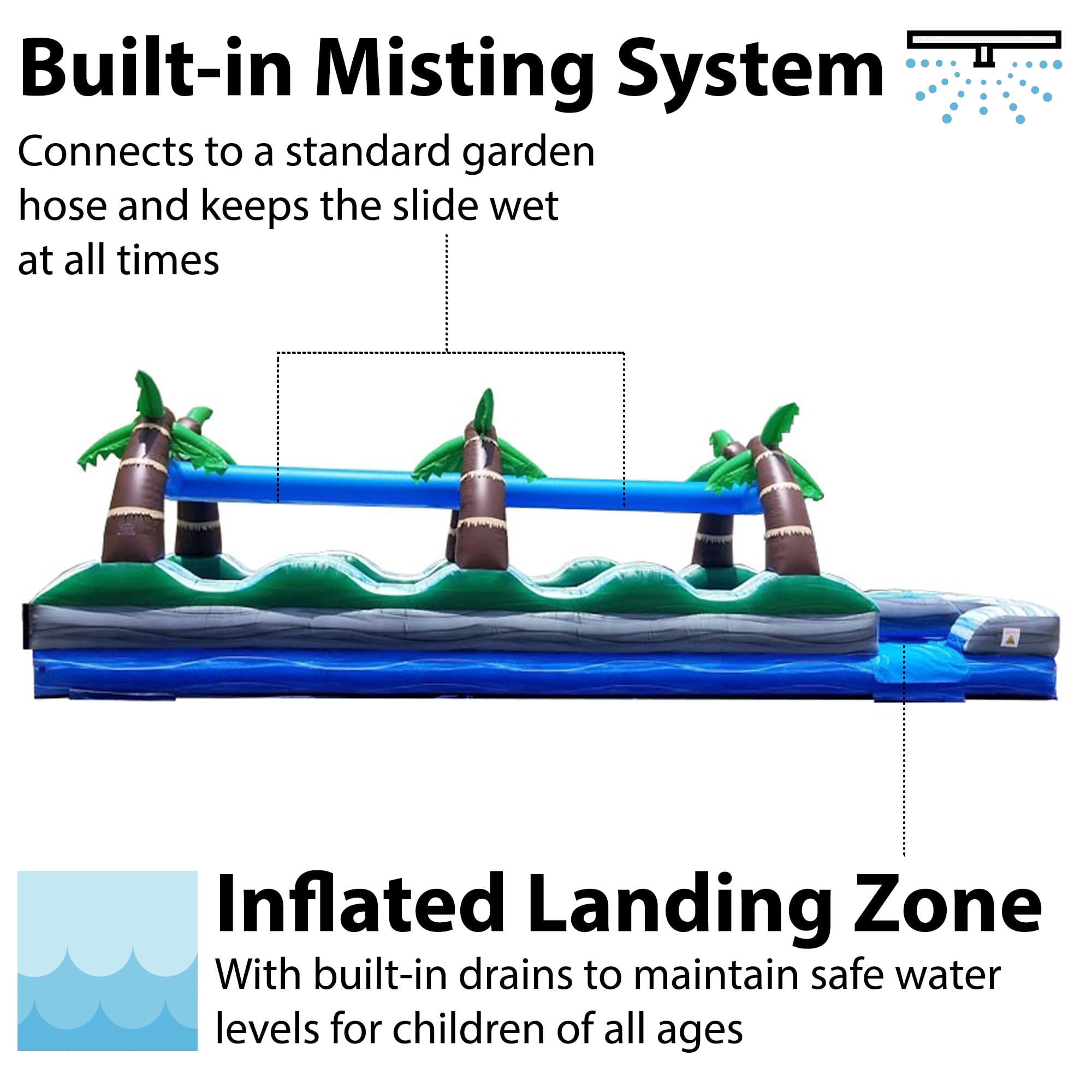 TentandTable Commercial Inflatable Splash and Ride Waterslide, Tropical Marble Dual Lane with Blower, 35'