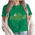 thumbnail image 2 of St. Patrick's Day Shirt for Women Four Leaf Clover Graphic Tee Short Sleeve Crewneck Casual Loose Fit Festival Apparel Gift Tops, 2 of 5