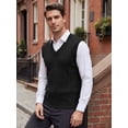 thumbnail image 4 of INSPIRE CHIC Men's Casual Pullover V-Neck Solid Lightweight Cable Knit Sweater Vest S Black, 4 of 6