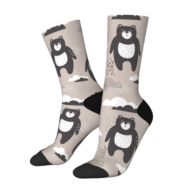 Fotbe Cartoon Bear Brown Calcetas Largas con Estampado para Hombre y Mujer – Calcetas de Compresión Transpirables y Elásticas, Viajar y Uso Diario Talla 5-11
