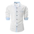 thumbnail image 3 of Birdeem Chemises pour Hommes Hommes Décontracté Ajouré Couleur Unie Manches Courtes Col Rabattu Blouse Chemise, 3 of 8