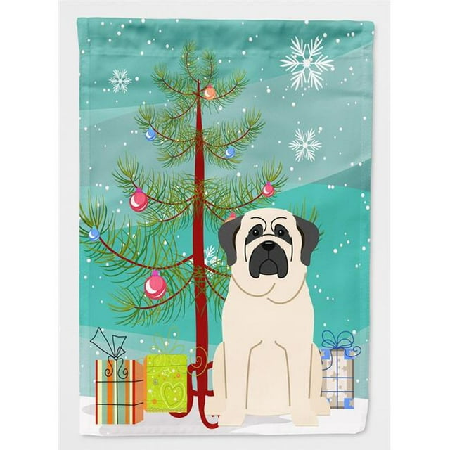 Carolines Treasures BB4142GF Merry Christmas Tree Mastiff White Flag Garden Size