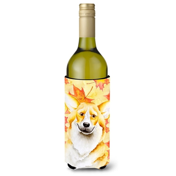 Carolines Treasures CK1404LITERK Corgi Fall Wine Bottle Beverge Insulator Hugger Wine Bottle multicolor