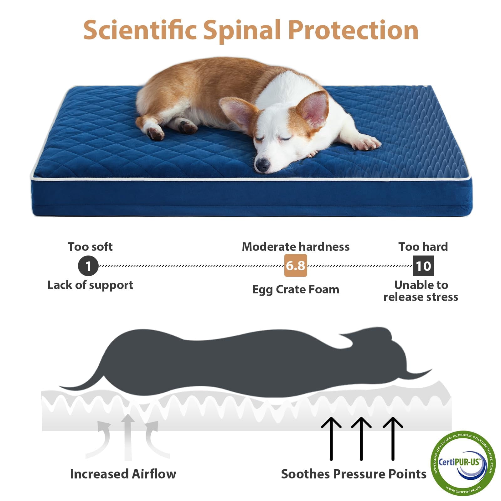 Dog Bed Medium Size  Waterproof Dogs With Removable Washable Cover Multi-needle Quilting Crate