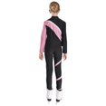 thumbnail image 2 of Hansber Kids Girls Contrast Color Ice Skating Suit Long Sleeve Zipper Jacket Sweatshirt and Leggings Set Pink 14, 2 of 7