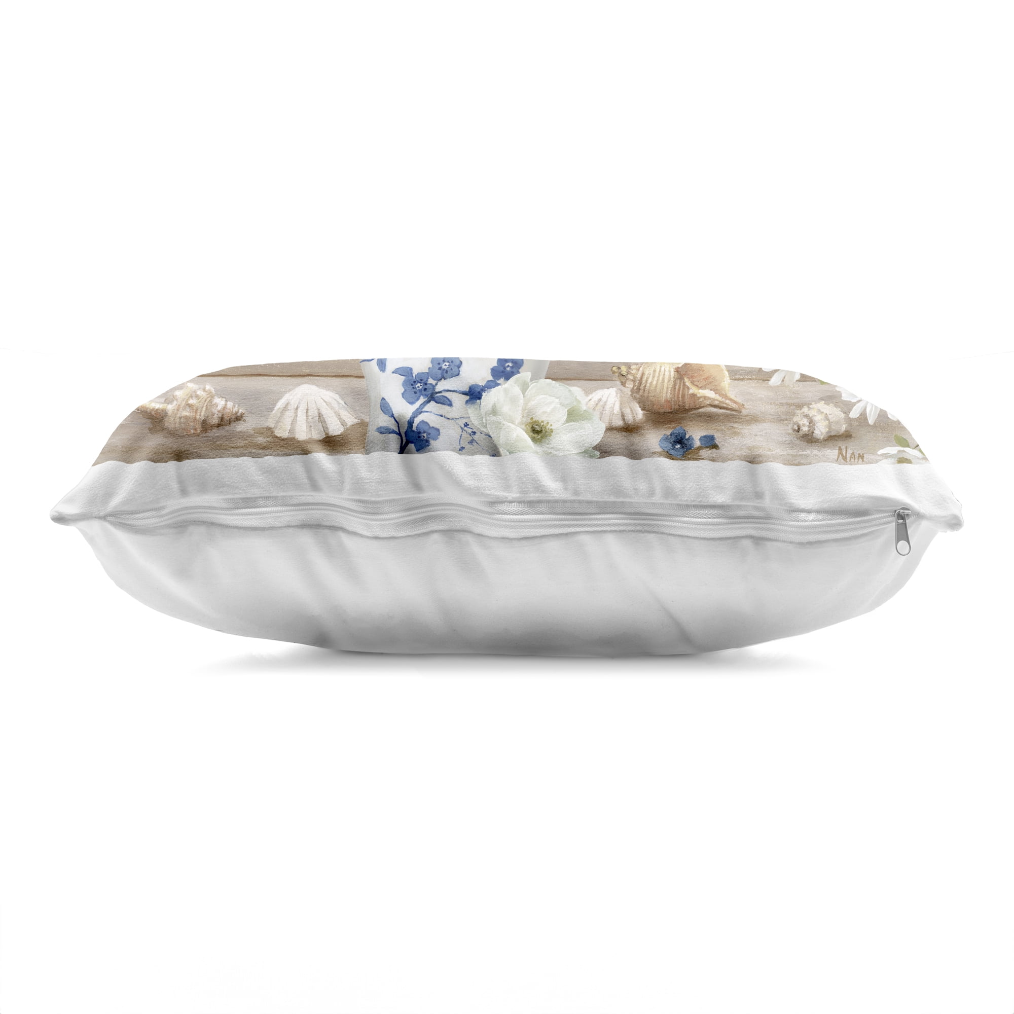 Stupell Industries Seashells & Flowers Windowsill Decorative Printed Throw Pillow, design by Nan, 14 x 7 x 20