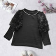 thumbnail image 2 of Hjtefg Girls Beaded Round Neck Tee, Long Sleeve Casual Top, Soft Comfortable Shirt for Toddler and Kids, Delicate Daily Wear Blouse,Color: Black Size: 4-5 Years, 2 of 6