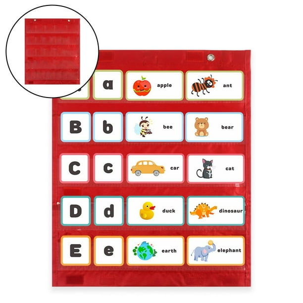 Gráfico de Bolsillo Magnético de Aprendizaje, Organizador de Aula/profesor, útiles Escolares de Enseñanza de Aula de Escuela en Casa , rojo Hugo carta de bolsillo de tarjetas