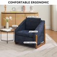 thumbnail image 4 of iooHug Mid-Century Chenille Upholstered Accent Chair, 250lbs Arm Chair with Wooden Frame for Living Room, Bedroom（Blue）, 4 of 7