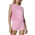 thumbnail image 2 of LOVZFMLL Combinaison à Manches Courtes Unie pour Femme Combinaison Décontractée à la Mode Femme Rose m, 2 of 9