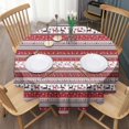 thumbnail image 3 of Red Christmas Folk Pattern Round Tablecloth 60"x60",Wrinkle Wipeable Table Cloth for Kitchen Dining Room Picnic Patio Party, 3 of 6