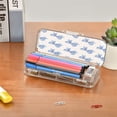 thumbnail image 7 of Plastic Pencil Box Large Capacity Pencil Boxes Clear Boxes with Snap-Tight Lid Stylish Office Supplies Storage Organizer Box Blue Bows Pattern, 7 of 7