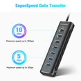 thumbnail image 3 of Hub USB Rosonway USB 3.2/USB C de 7 puertos con adaptador de 10 Gbps y 12 V, 3 of 7