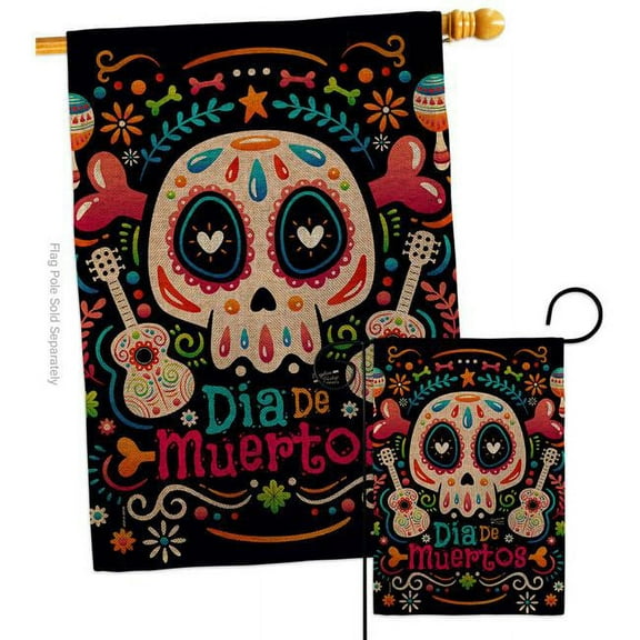 Angeleno Heritage S130405-DB Fiesta Dia de Muertos Falltime Day of Diad 28 x 40 in. Double-Sided Decorative Vertical House Flags Set for Decoration Banner Garden Yard Gift