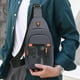 thumbnail image 1 of Bandolera de hombre - Mochila de pecho de tela Oxford luminosa, 16×15×10cm, correa ajustable, resistente al agua, gris o azul, 1 of 6