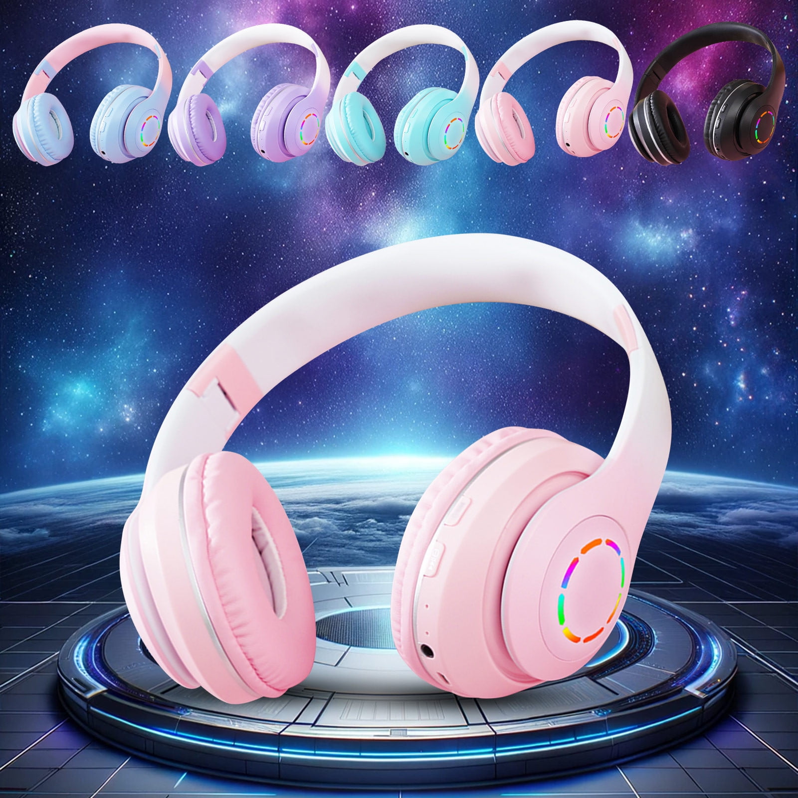 Active Noise Cancelling Headphones Bluetooth Headphones Wireless Headphones Over Ear with Microphone Deep Bass, Comfortable Protein Earpads, 30 Hours Playtime for Travel/Work - Pink