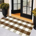 thumbnail image 2 of Welcome Mats for Front Door - Buffalo Plaid Rug 23x36 - Cotton Welcome Mat for Home Decor - Large Door Mat - Entryway Rug for Front Door Decor - Brown Outdoor Rug, 2 of 8
