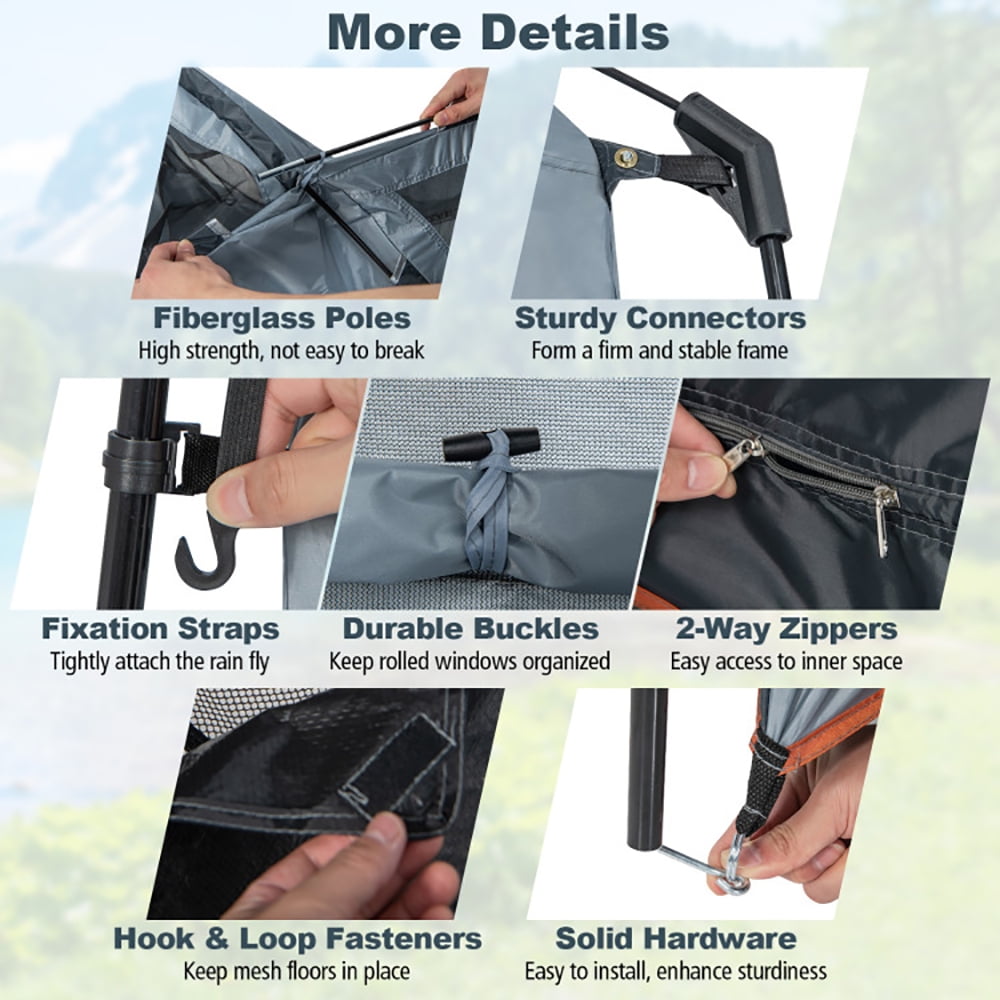 Aimee Lii 2 Rooms Oversize Privacy Shower Tent with Removable Rain Fly and Inside Pocket, Easy Set Up Shower Privacy Shelter, Gray