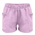 thumbnail image 5 of FINALGANG Girls Kids Solid Colro Elastic Waist Casual Shorts With Pockets Lightweight Breathable Summer Shorts For Daily Playwear Beach Pink 5-6 Years, 5 of 5