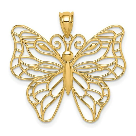 14K Yellow Gold Polished Large Butterfly Pendant