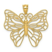 Finest Gold 14K Yellow Gold Polished Large Butterfly Pendant