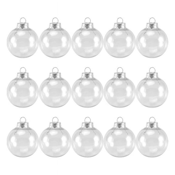15 PCS Round Clear Christmas Balls Fillable DIY Tree Made of Plastic Decorations
