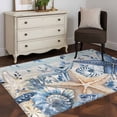 thumbnail image 3 of Area Rug for Living Room, Blue Starfish Coastal Non-Slip Indoor Large Carpet for Bedroom/Dining Room, Eucalyptus Summer Nautical Shell Vintage Washable Low-Profile Floor Mat Runner Rugs - 2.7 x 5 Ft, 3 of 8