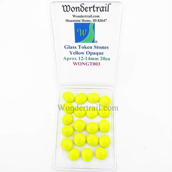 Yellow Opaque Glass Tokens 12-14mm Aprox .50in Pack of 20 Wondertrail