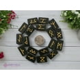 thumbnail image 3 of Black Tourmaline Runes Crystal Rune Stones Set Elder futhark Viking Gemstone Reiki Healing golden Engraved Runic alphabets, 3 of 4