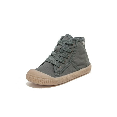 

Rockomi Children Flats Comfort Canvas Sneakers Non-Slip Casual Shoes Girls Boys Breathable Side Zip Walking Shoe Soft Sole Lace Up Army Green 12C